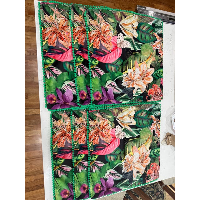 20" Square Decorative Throw Pillow With a Brilliant Tropical Pattern of Lilies, Palms Leaves & Butterflies - Made in the U K For Sale - Image 11 of 12
