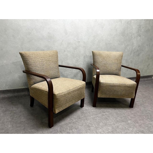 Early 20th Century H-213 Armchairs attributed to Jindřich Halabala, Czechoslovakia, 1930s, Set of 2 For Sale - Image 10 of 13