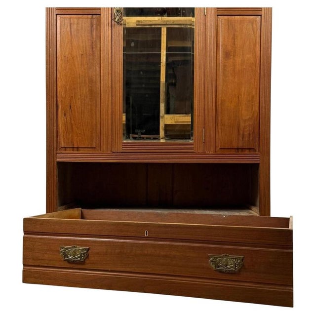 Early 20th Century Antique Edwardian Walnut Wardrobe For Sale - Image 3 of 12