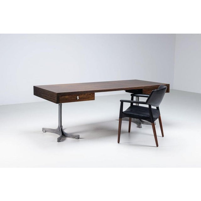 Large Rosewood Desk from Trau Arredamenti Metallici S.P.A., Italy, 1960s For Sale - Image 6 of 18