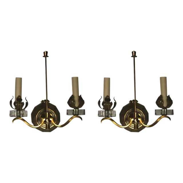 French Art Deco Sconces in the Manner of Gilbert Pollerat - a Pair For Sale