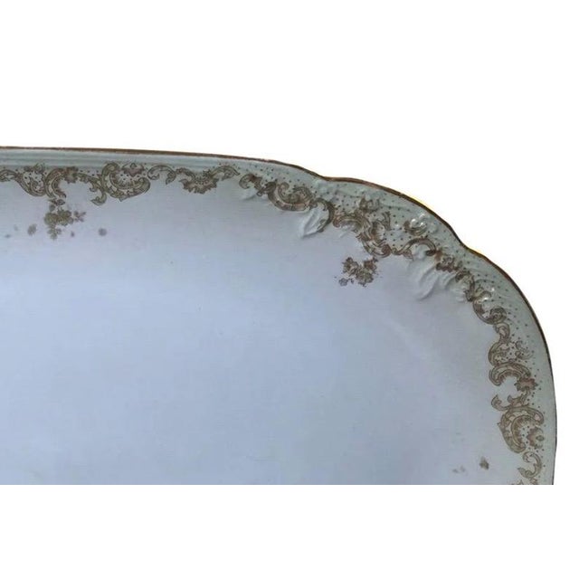 Antique Elite Works Limoges 16" Hostess Platter - Gilded Scrolls & Celadon Dot Border For Sale - Image 10 of 11