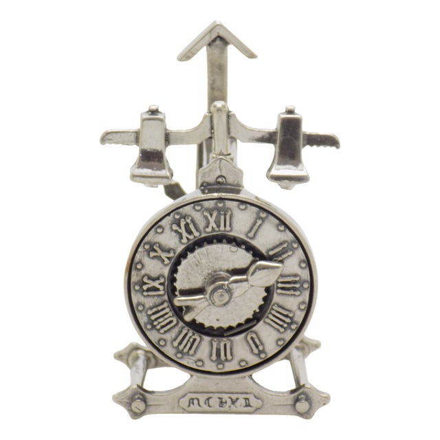 Large Vintage Italian Silver 800 English Clock Figurine from Arezzo, 1980s For Sale