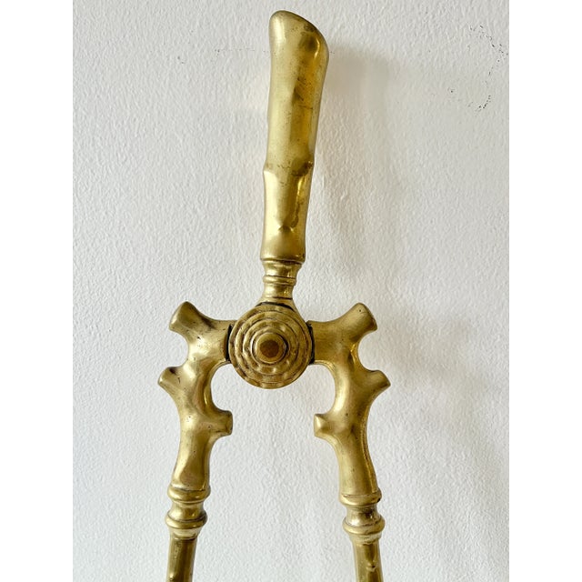 Circa 1920s Hollywood Regency Wood Branch-Form Cast Brass Fireplace Tools - Set of 3 For Sale - Image 10 of 11