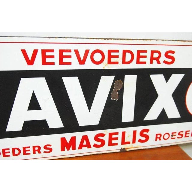 Folk Art Antique Dutch Metal Farm Animal Feed Sign For Sale - Image 3 of 11