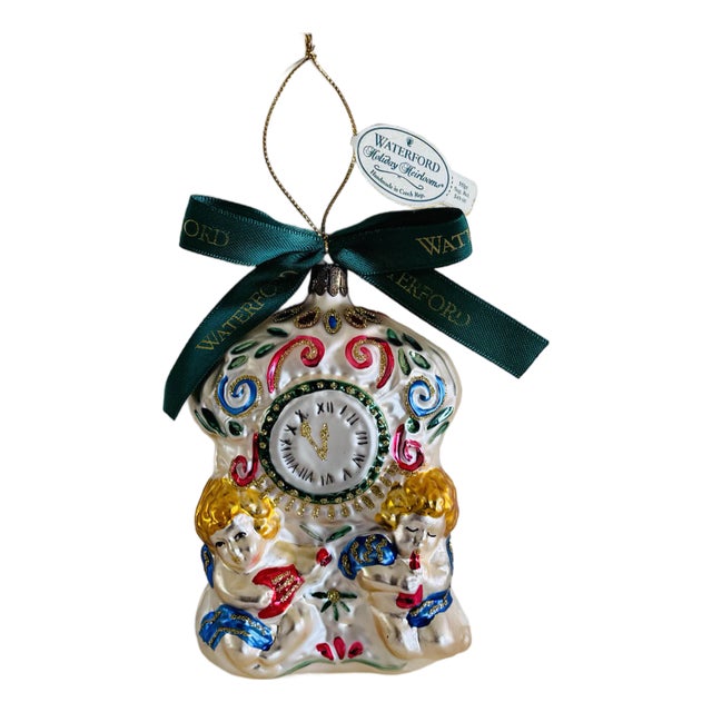 Waterford 2000 Nostalgic Collection Cherubian New Years Clock Ornament W/ Box For Sale