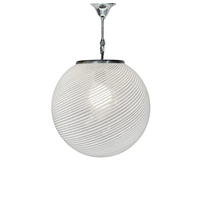 White Mid-Century White and Crystal Murano Glass Reticello Light by Mario Botta for Venini, 1970s For Sale - Image 8 of 18