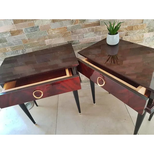 French Mahogany Nightstands, 1950s, Set of 2 For Sale - Image 14 of 18