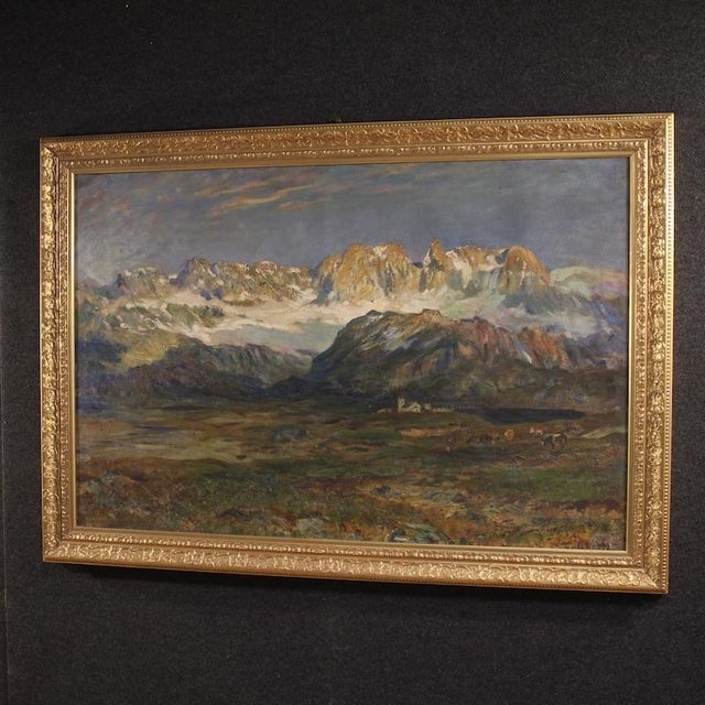 Italian School, Mountain Landscape, 1880, Oil on Canvas For Sale - Image 8 of 16