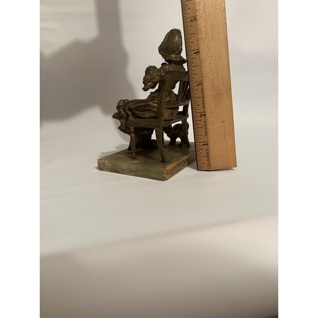Figurative Bronze Statue Marble Girl with Cat LA Devideuse Par Maxim Antique For Sale - Image 3 of 18