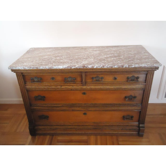 Vintage Victorian Eastlake Walnut Marble Top Chest Of Drawers Chairish