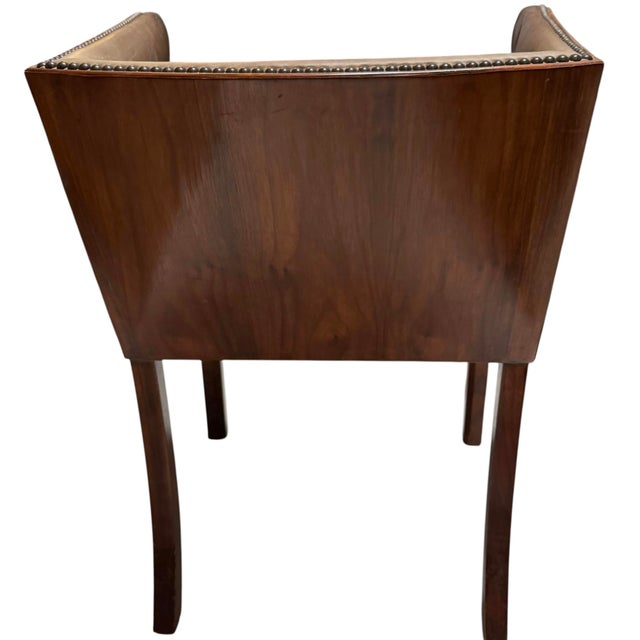 Frits Henningsen Art Deco Cuban Mahogany Armchair c.1933. Being sold as found with original stained leather.