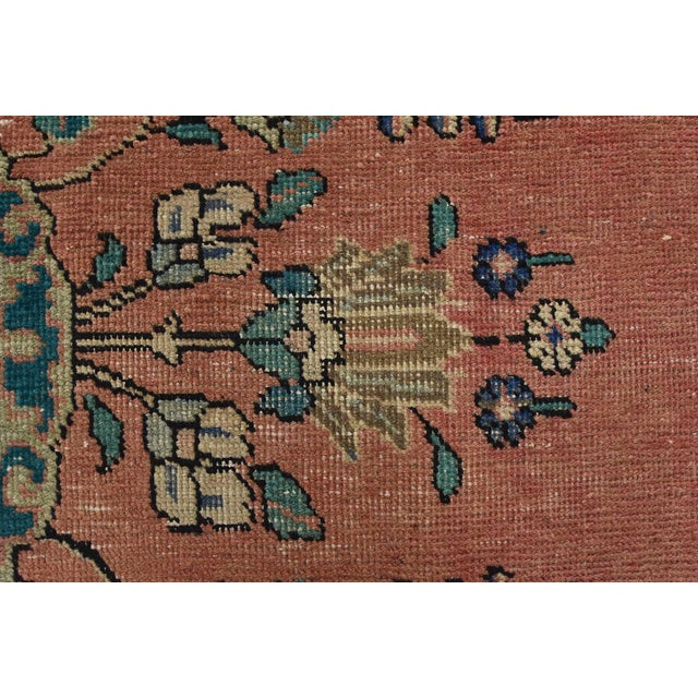 Pink Tabriz Rug 9’8” X 12’9” Pink Wool Vintage Distressed Hand-Knotted Carpet For Sale - Image 8 of 15