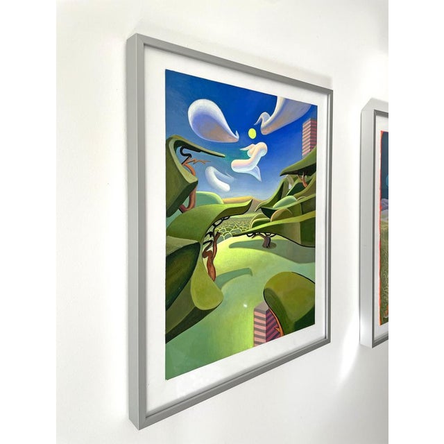 Nico Pearleyes, Surreal Landscape and Abstract Clouds, 2024, Acrylic Painting on Paper For Sale - Image 4 of 11