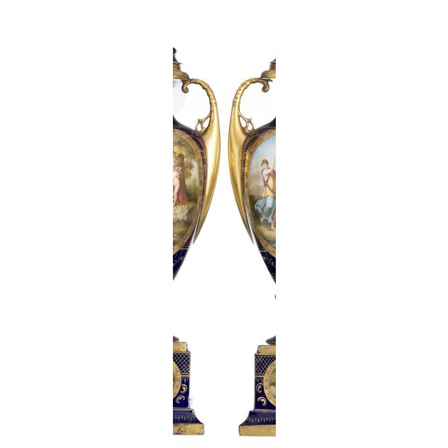 Ceramic Porcelain Vases with Lids from Royal Vienna, 19th Century, Set of 2 For Sale - Image 7 of 8
