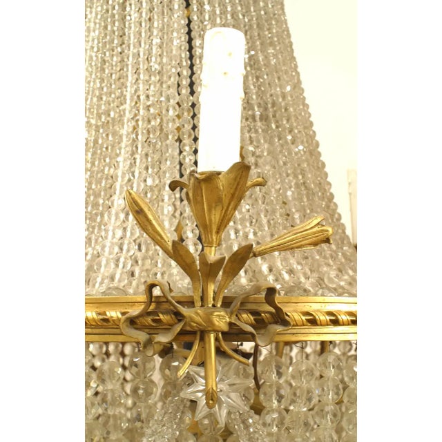 Victorian Victorian Beaded Crystal and Brass Chandelier For Sale - Image 3 of 4