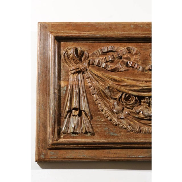 Wood 18th Century Architectural Panels with Swags Hand Carved in Low-Relief - A Pair For Sale - Image 7 of 13