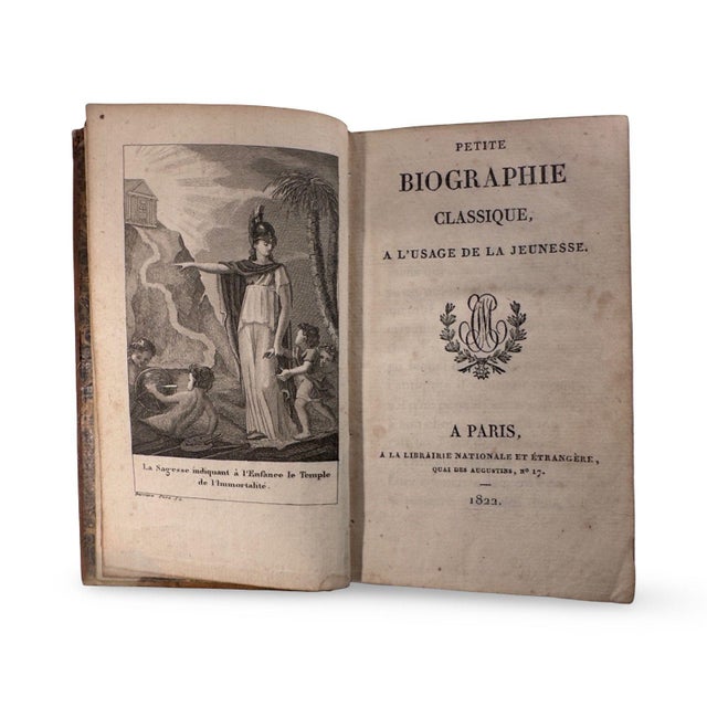 Animal Skin 18th–Early 19th Century French Latin History Book - Petite Biographie Classique - Gilt Spine, Marbled Endpapers” For Sale - Image 7 of 9