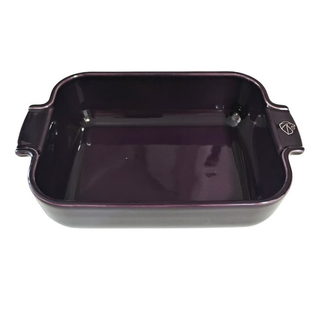 Contemporary Vintage Peugeot France Ceramic Rectangular Baking Dish in Aubergine - 9.75" For Sale - Image 3 of 9