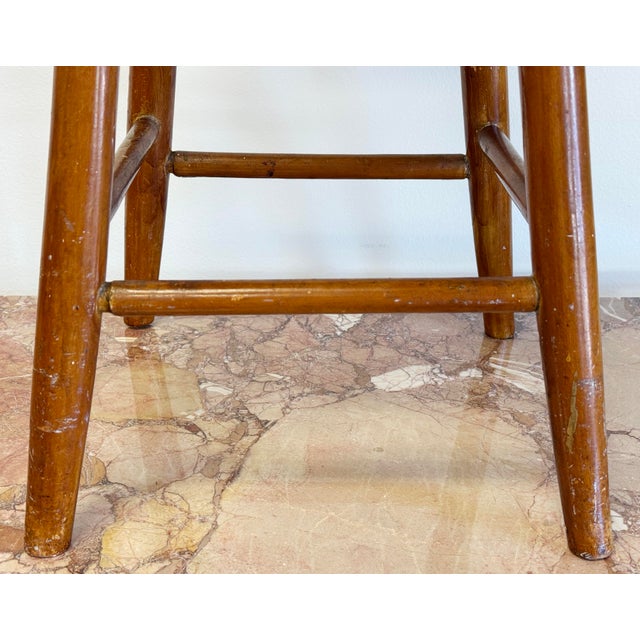 Vintage Handmade Wood Counter Stool For Sale - Image 10 of 10