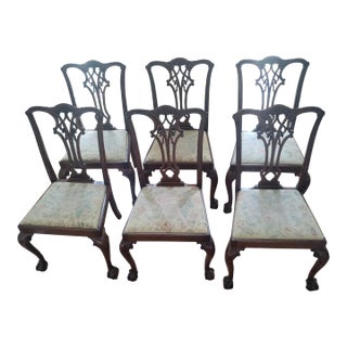 1880 Chippendale Mahogany Dining Side Chairs From F.D.Roosevelt Cabinet Member - Set of 6 For Sale