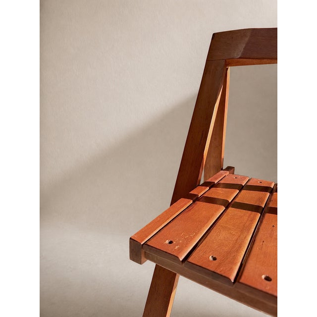 Wood Set of 4 Mid-Century Modern Trieste Walnut-Stained Folding Chairs attributed to Aldo Jacober for Alberto Bazzani, 1960s, Set of 4 For Sale - Image 7 of 9