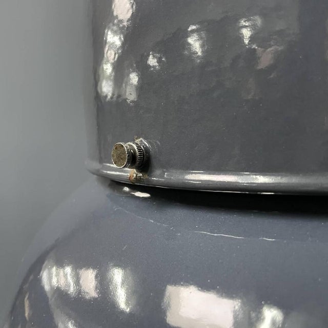Large Industrial Blue-Gray Enamel Hanging Lamp, 1940s For Sale - Image 10 of 18