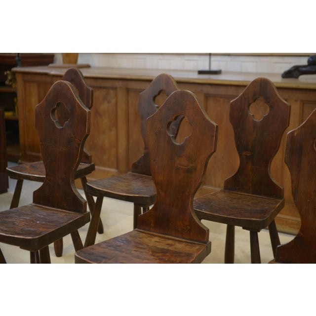 Wood Vintage Monastery Chairs, 1950s, Set of 8 For Sale - Image 7 of 12