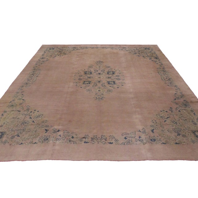 Textile Antique Turkish Oushak Rug - 12'04 X 13'10 For Sale - Image 7 of 10