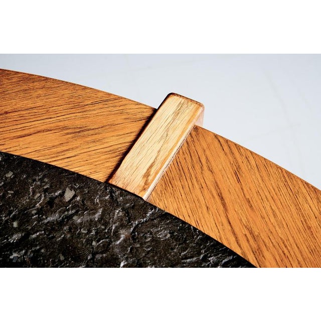 French Oak Frame Coffee Table with Slate Inset, 1970s For Sale - Image 8 of 10