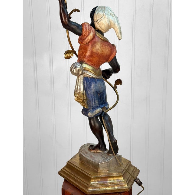1970s Vintage Italian Venetian Figural Boy Candelabra Table Lamp For Sale - Image 5 of 16