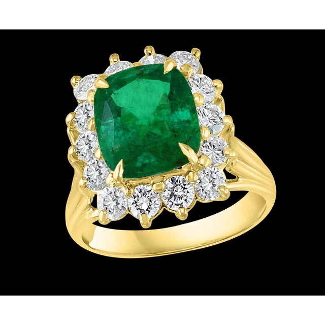 Green Agl Certified 3.85 Ct Colombian Minor Traditional Emerald & Diamond Ring 18kyg For Sale - Image 8 of 8