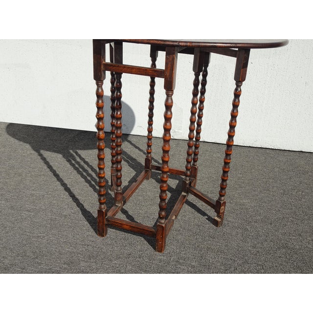 Antique Barley Twist Drop Leaf Side Table ~ French Country For Sale - Image 4 of 17