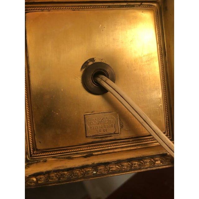 1940s 22k Gold Plated Table Lamps With Marble Base - A Pair For Sale - Image 12 of 12