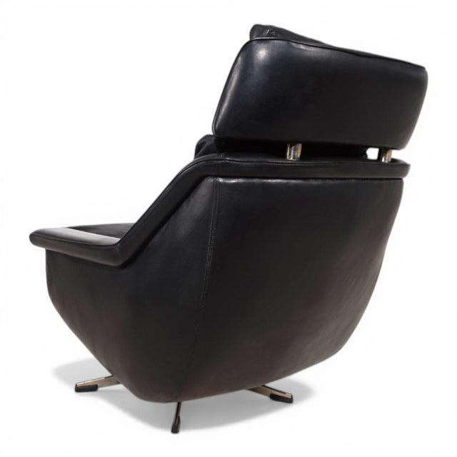 Mid-Century Modern ESA 802 Lounge Chair in Black Leather by Werner Langenfeld, 1970 For Sale - Image 3 of 18