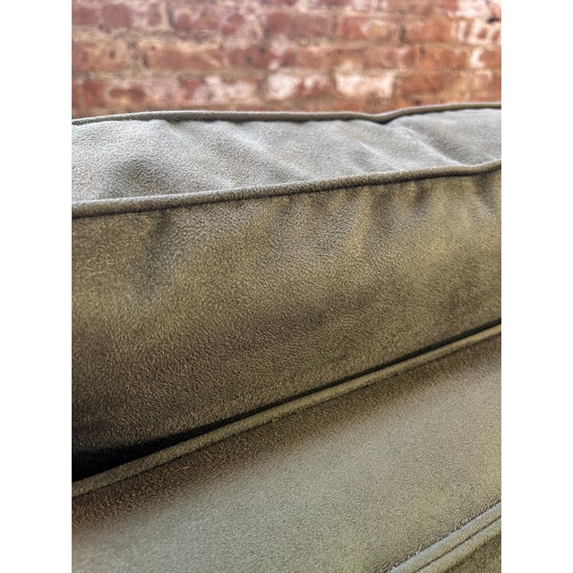 Mid 20th Century Three-Seat Sofa Attributed to Mies Van Der Rohe in Green Suede For Sale In Chicago - Image 6 of 11