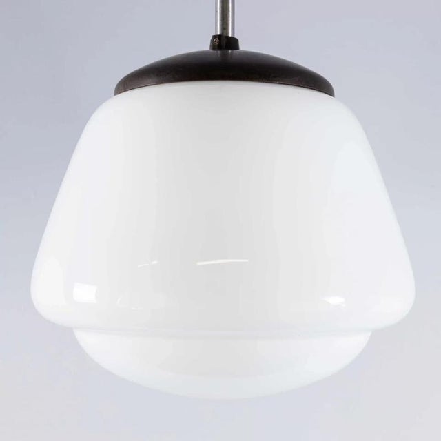 1950s Vintage Mouth Blown Splayed Button Opaline Pendant Lamp, 1950s For Sale - Image 5 of 17