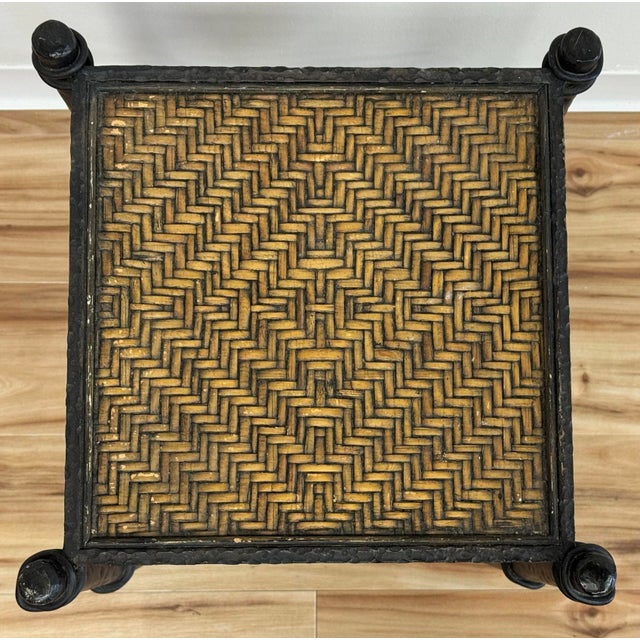 Vintage Hammered Cast Iron Woven Top Table For Sale - Image 4 of 8