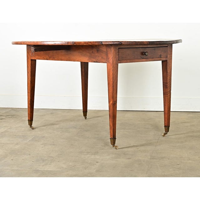 French 19th Century Round Walnut Drop Leaf Dining Table For Sale - Image 10 of 12
