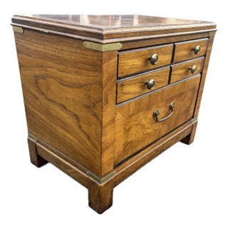 1980s Vintage Lane Burlwood Campaign Nitestand For Sale