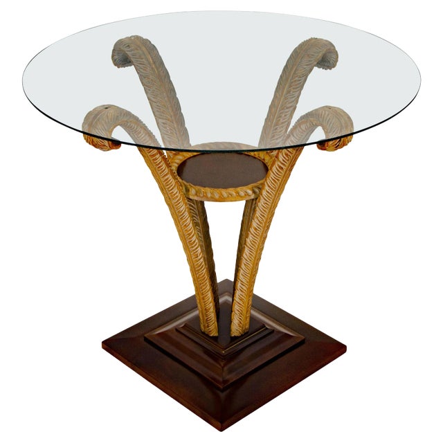 Grosfeld House Occasional or Center Table With Glass Top For Sale