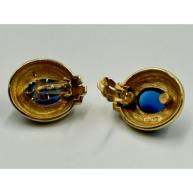 Ciner Ciner Dreamy Blue Glass Enamel Signed Earrings Clip 80s Vintage For Sale - Image 4 of 6
