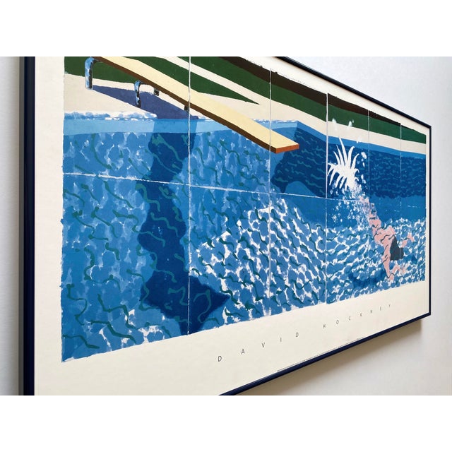 Cerulean David Hockney Vintage 1994 Lithograph Print Framed Large Pop Art Poster " Le Plongeur ( Paper Pool 18 ) " 1978 For Sale - Image 8 of 18