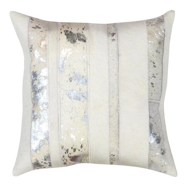 Pasargad Home Safari Cowhide Silver Pillow For Sale