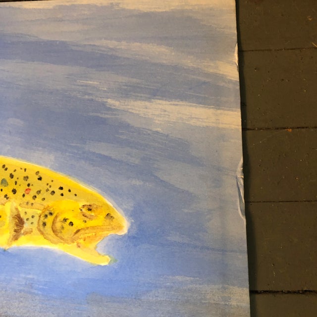 Contemporary Original Vintage Fish Watercolor 18 X 24 1980’s For Sale - Image 3 of 5
