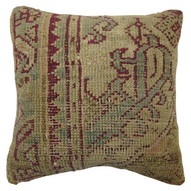 Baby size pillow made from an late 19th century, Turkish Ghiordes rug. 13'' x 14''