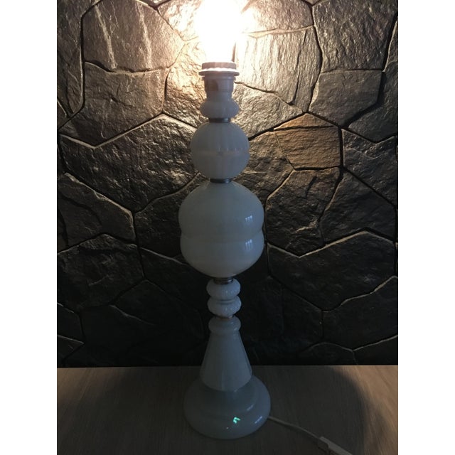 Large White Glass Table Lamp, 1970s For Sale - Image 4 of 18