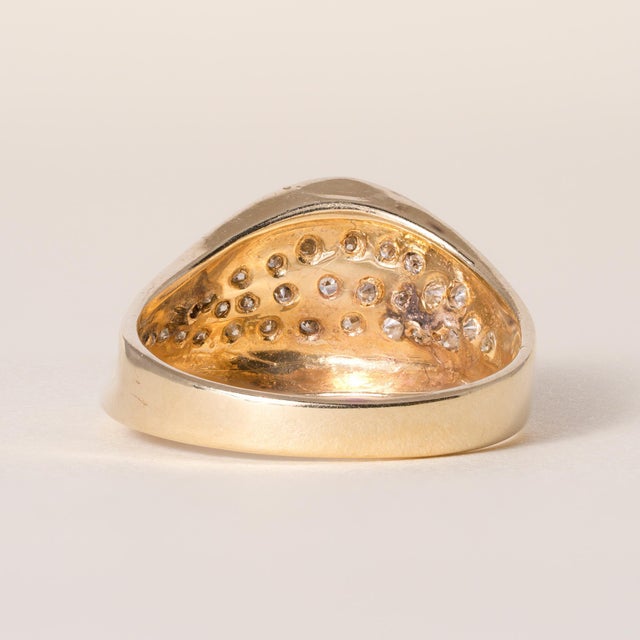 Mid 20th Century Vintage 14k Gold Pave Diamond Wave Ring Band, Size 6 For Sale - Image 5 of 6