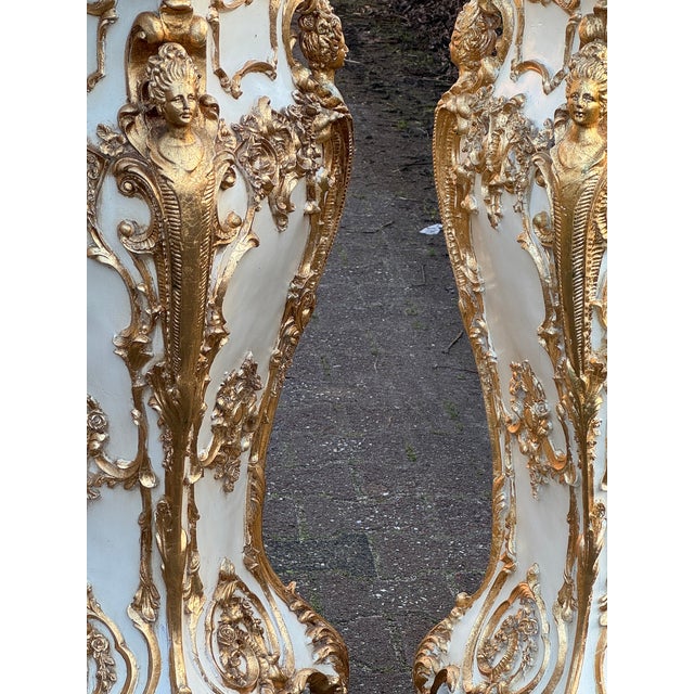 Late 20thC Italian Baroque Cream Gold Pedestals Pair For Sale - Image 9 of 18