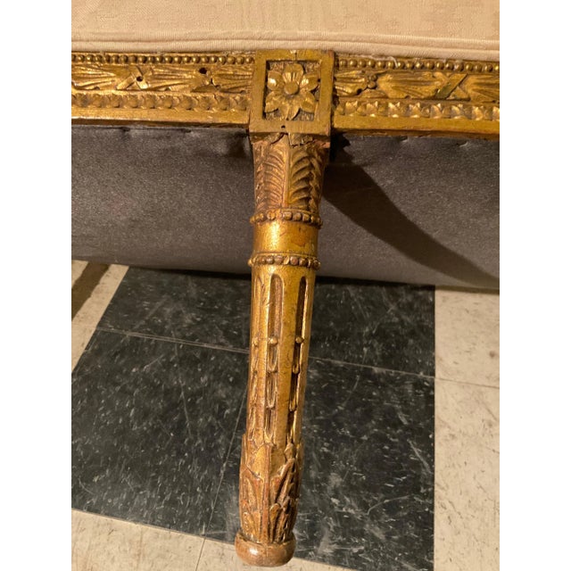 1870 s French Gilt Wood Louis XVI Settee For Sale - Image 4 of 12